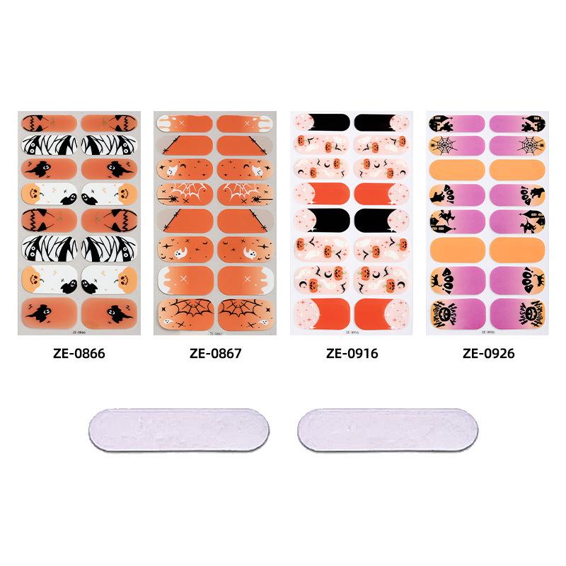 Halloween Glow-in-the-Dark Nail Wraps Set – Self-Adhesive Glitter Nail Stickers, Spooky Party DIY Manicure