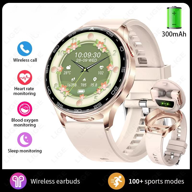 Smart Watch with Earbuds 1.39 Inch Fitness Watch 2 In 1 Calories Sleep Monitor Heart Rate Blood Pressure Monitor Bluetooth Watch
