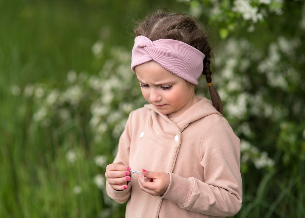 OPASKA NA GŁOWĘ DZIECIĘCA BAWEŁNIANA  ELASTYCZNA Jasny róż 40-48 cm