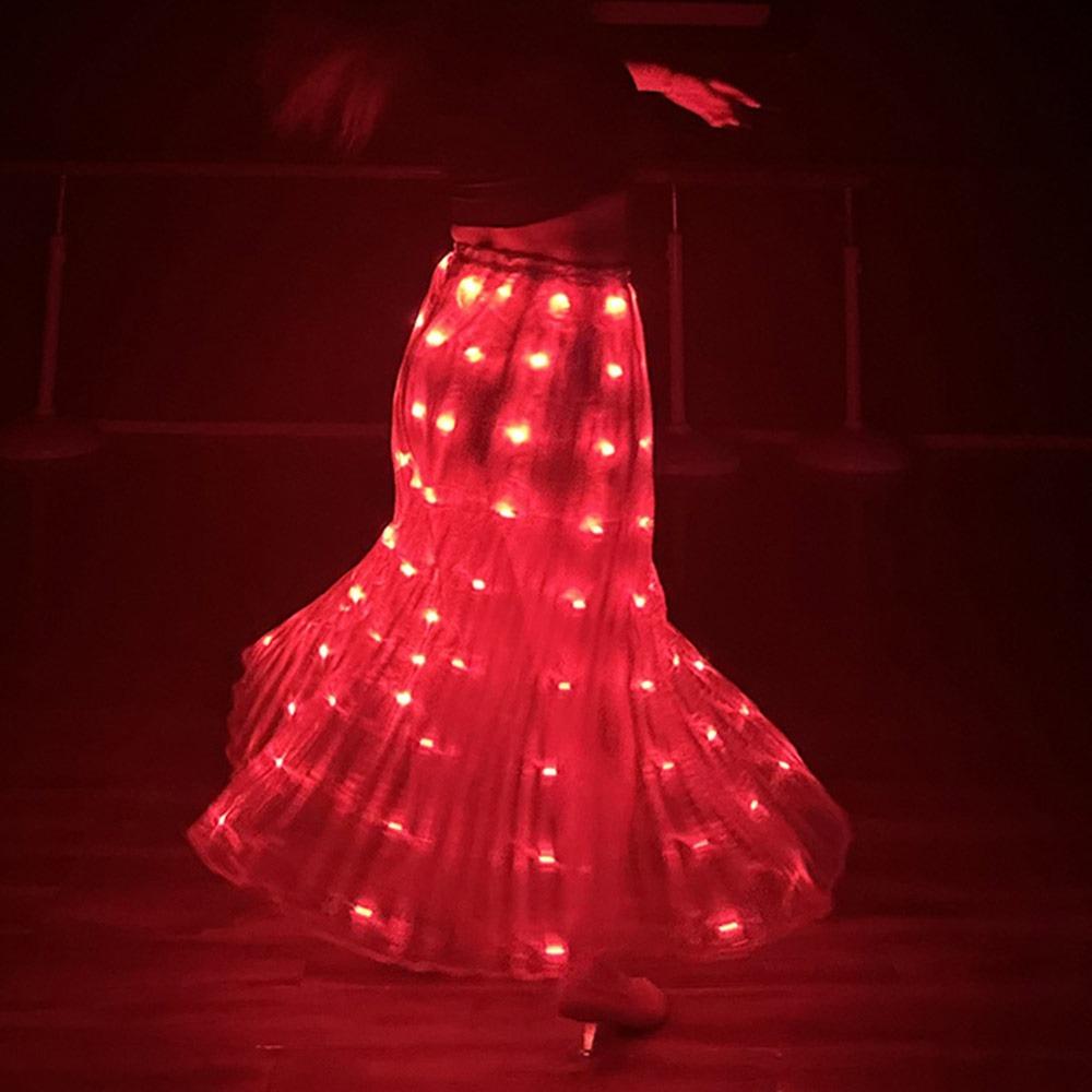 Shiny Luminous Led Skirt White Long Light Up Skirt Festival Fluorescent Shows Dance Props Stage Performance