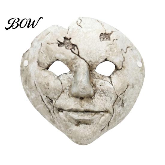Masque de Costume d'Halloween Respirant Masque Visage Fissuré d'Horreur, Mousse Légère Trous pour les Yeux Mouvement Illimité avec Sangle Réglable Accessoires Effrayants,