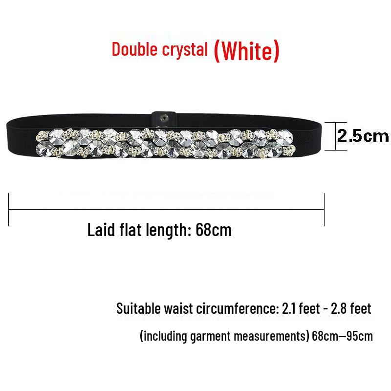 Women's Rhinestone Flower Elastic Waist Belt