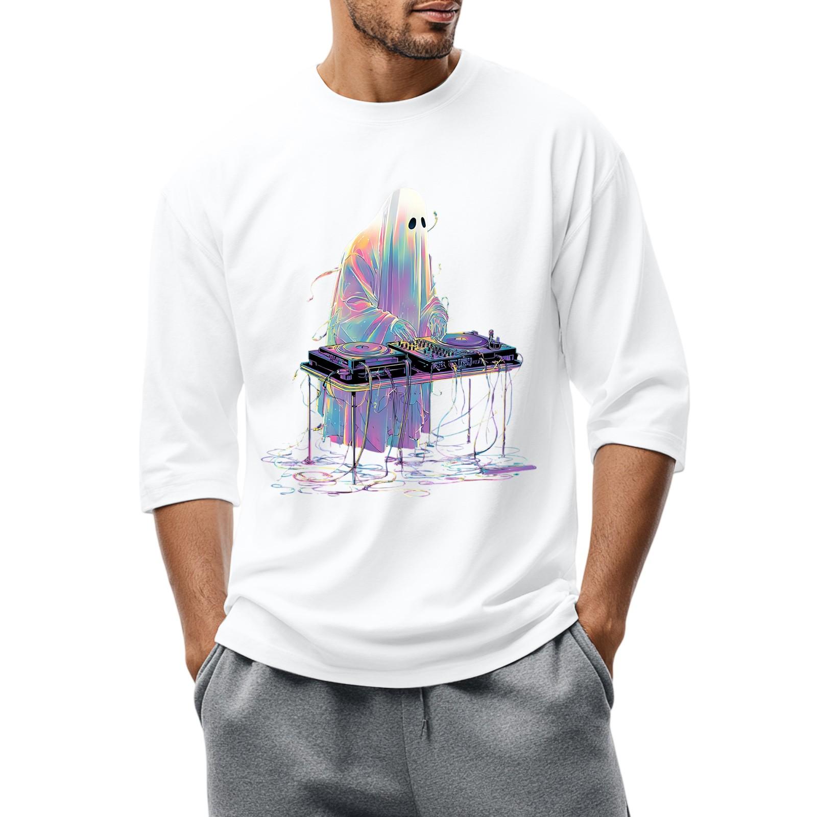 

Мужская повседневная модная футболка с круглым вырезом и рукавом три четверти XL белый