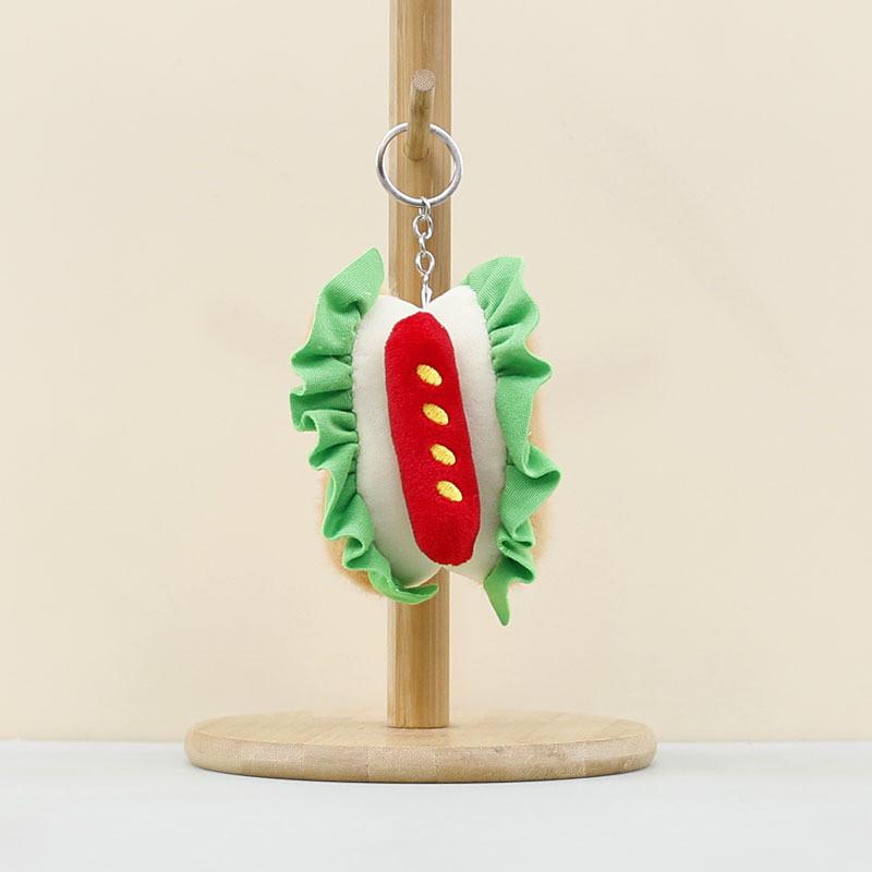 Fun Plush Hamburger Keychain Cute Food Inspired Stuffed Toy Perfect For Decor Home