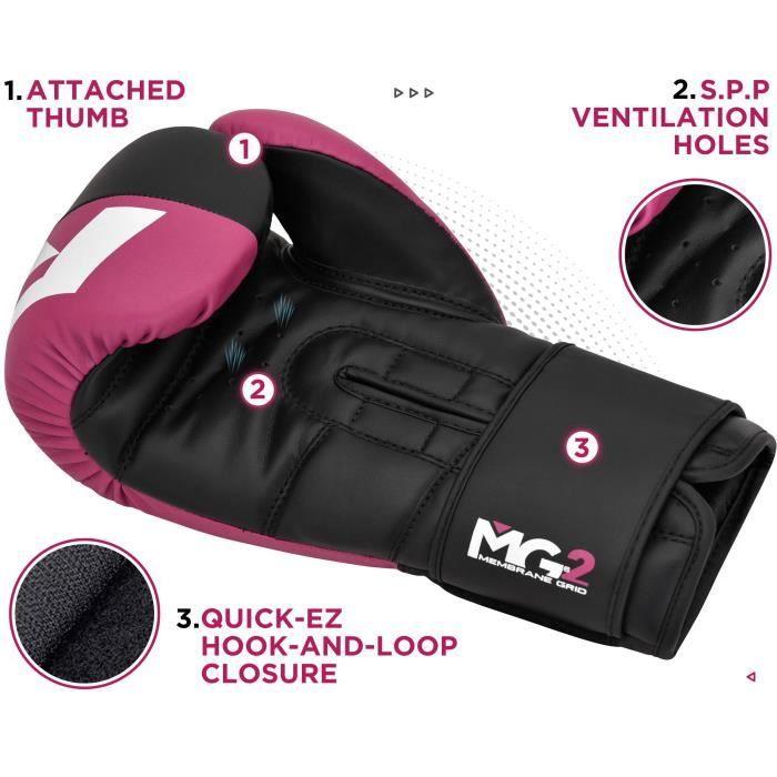Gants de Boxe Muay Thaï - RDX - 6 OZ - Cuir de Vachette - Rose - Mixte