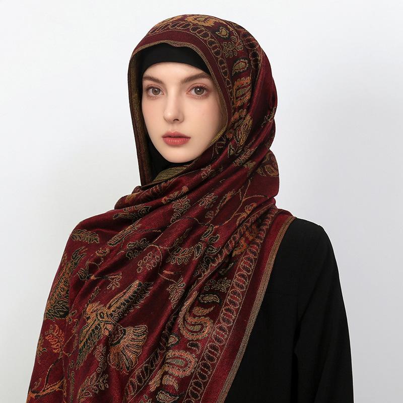 Imitation Mulberry Silk Long Polyester Scarf Women'S Light Luxury High-End Thin Outer Jacquard Commuter Accessories Shawl Jacket