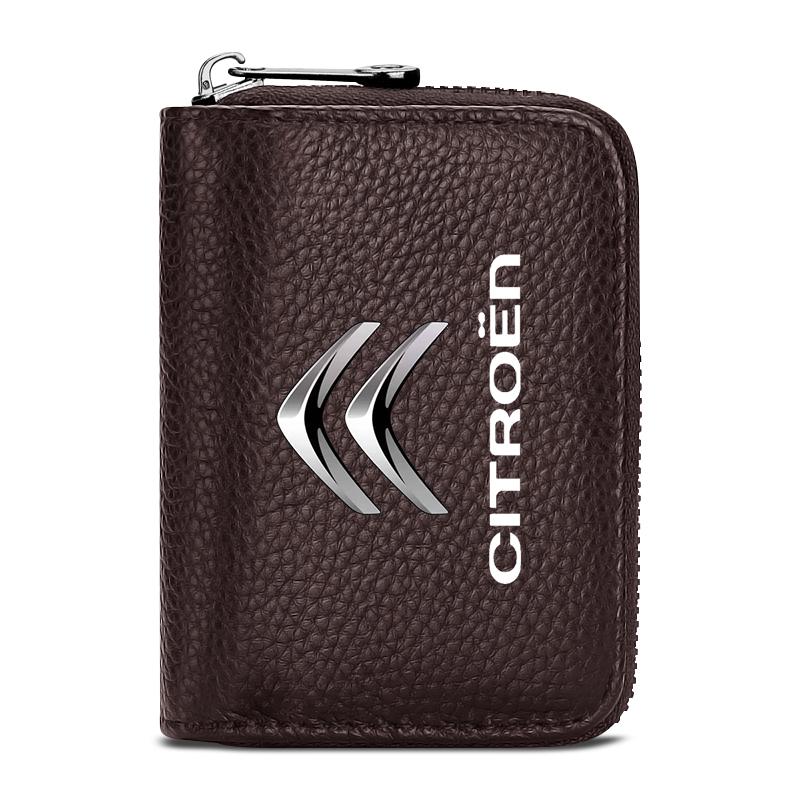 AEF3 1Pcs Leather Car Driver's License, ID Card, Bank Card Wallet For Citroen C1 C2 C3 C4 C5 X7 Berlingo Xsara C8 C4L DS3 DS4 DS5LS