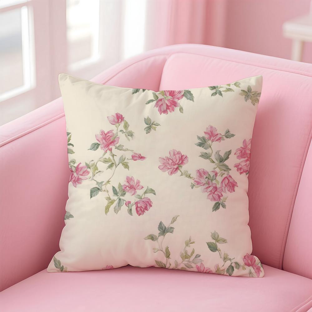 Fresh Flowers And Fresh Family Style Cushion Cover Linen Pillowcase Cover Soft Decor for Sofa Home Room