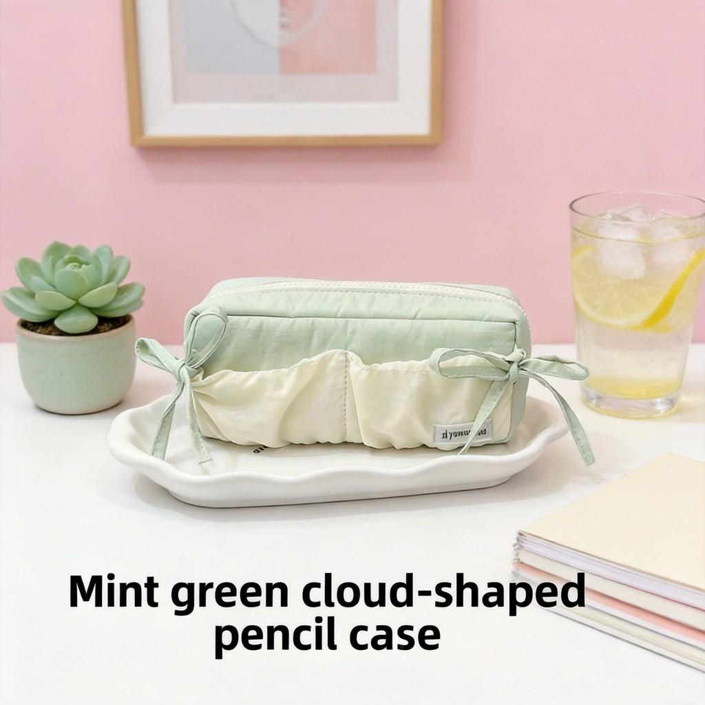 Canvas Pencil Case With Cloud Design For Students And School Supplies