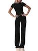 European Cross-border Casual Short-Sleeved Top and Long Pants Activewear Set for Home, Sports, and Yoga.