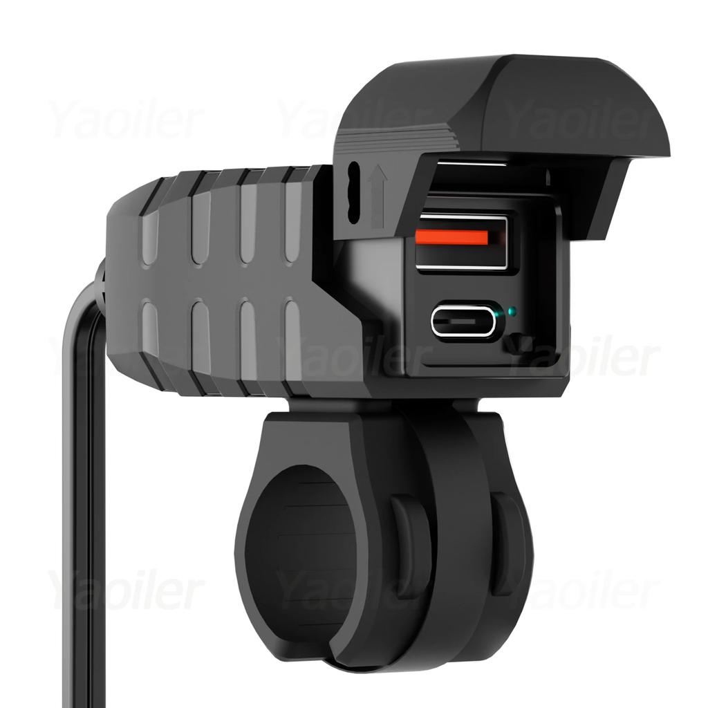 New QC3.0 Motorcycle USB Charger 12V Waterproof PD3.0 Port Socket Handlebar Quick Charger Adapter W/ Voltmeter Moto Accessories