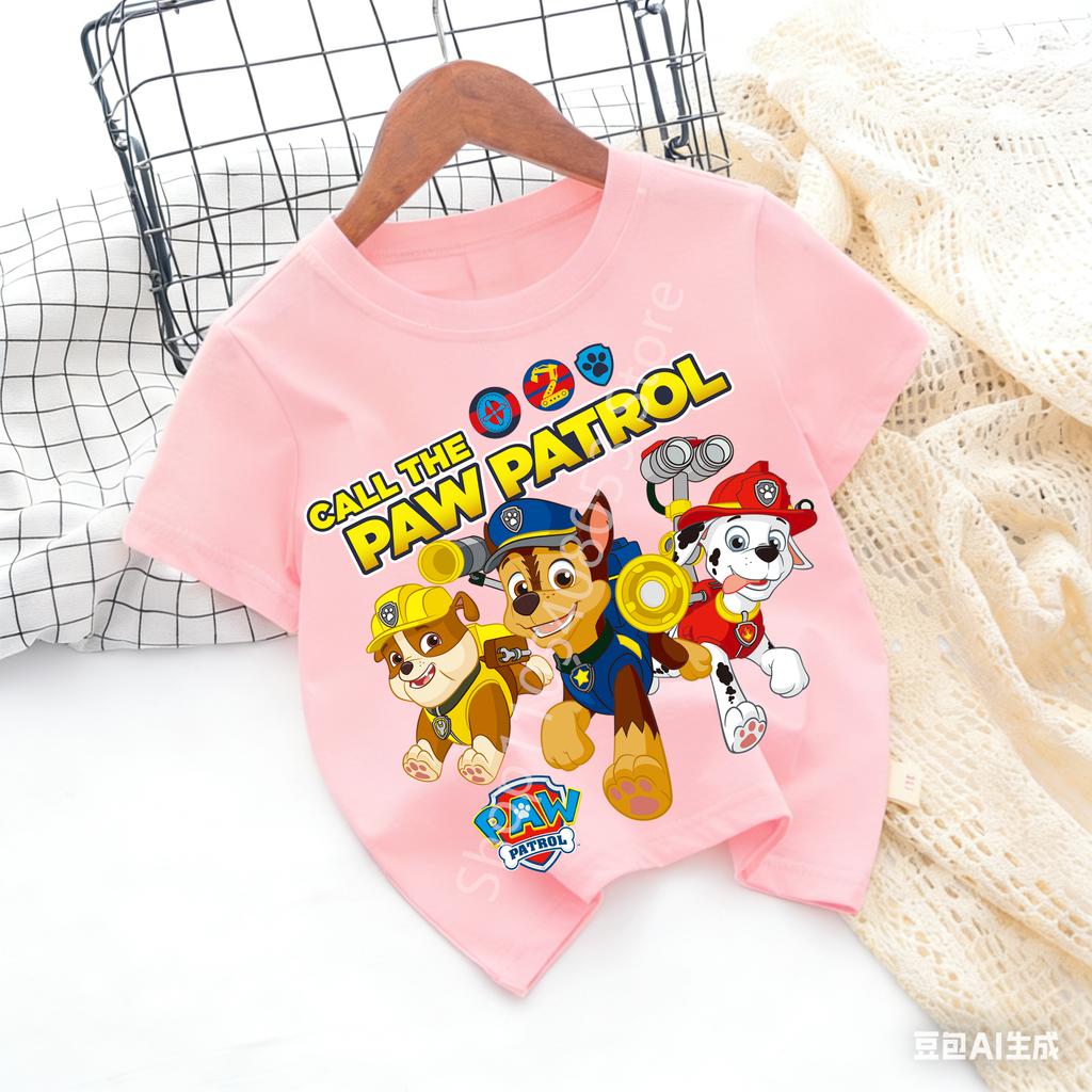 Kids Paw Patrol Cartoon Graphic Baby T Shirt Cotton Casual Short Sleeve Tee Boys and Girls 2026 Summer Toddler Clothing Tops