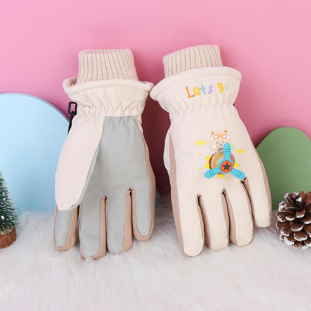 Children's Winter Ski Gloves: Thick, Cold-Proof, Waterproof, Windproof, Non-Slip, Warm Cotton for Ages 3-17.