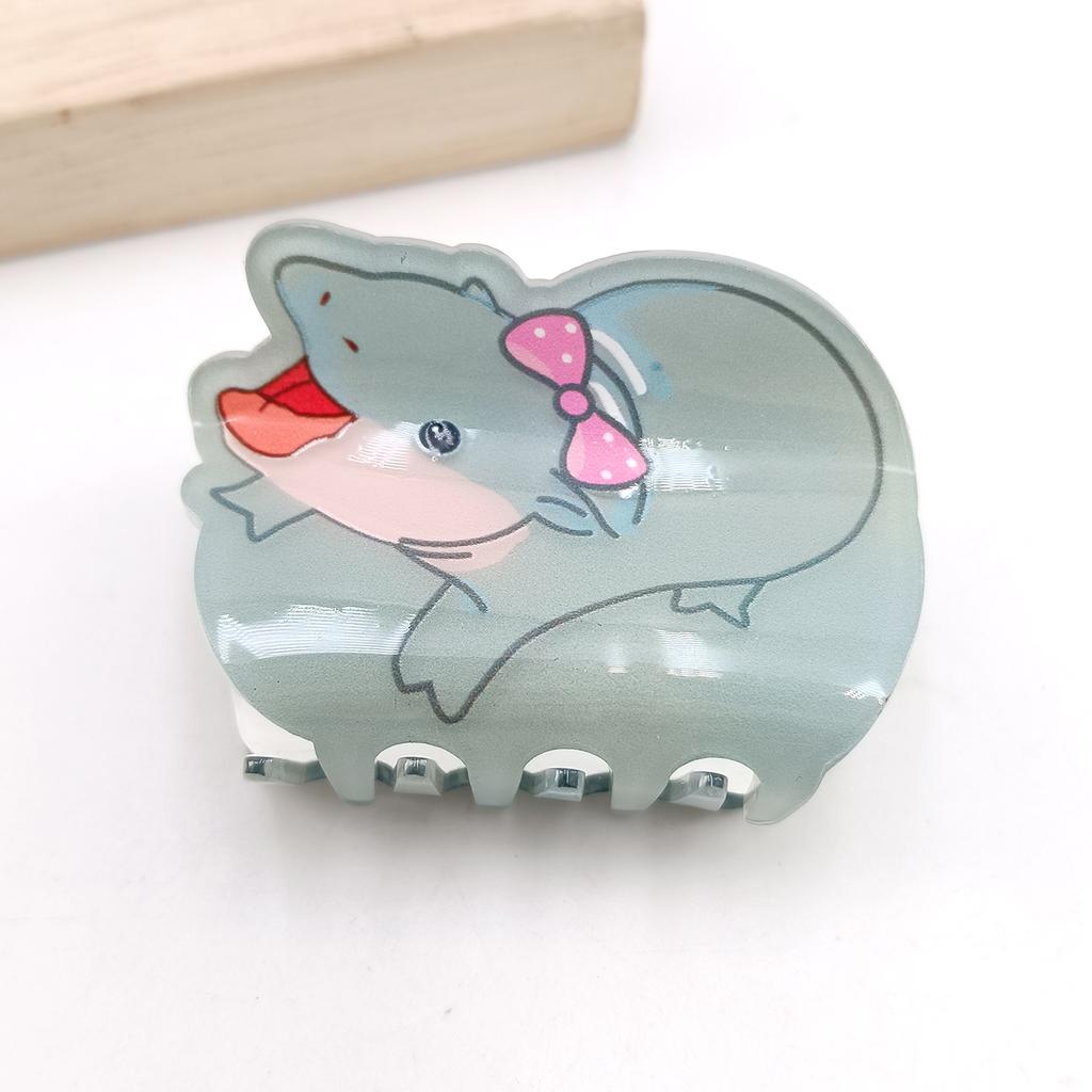 Cute Miss Hippo Hair Claw Flower Acrylic Small Shark Clip Set Headwear Geometry Cartoon Capybara Hair Clip For Girls