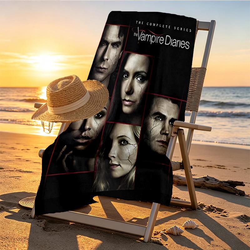 The Vampire Diaries Print Beach Towel Design, Soft, Lightweight. for Home Bathroom, Spa, Pool, Yoga, Surfing, Camping, Gift for Family, Friend
