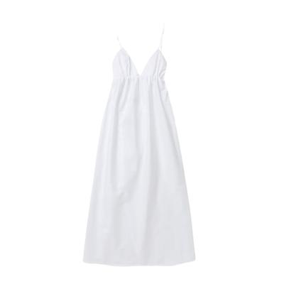 Backless White Maxi Dreeses Women Deep V-neck Sleeveless Slip Dress 2025 Summer Ladies Holiday Casual Dress