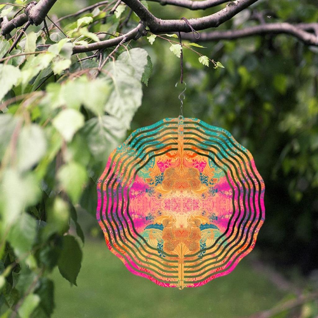 360 Degree Rotating 10 Inch Metal Wind Spinner Elegant Garden Art for Patio Balcony Decor Year Round Outdoor Hanging
