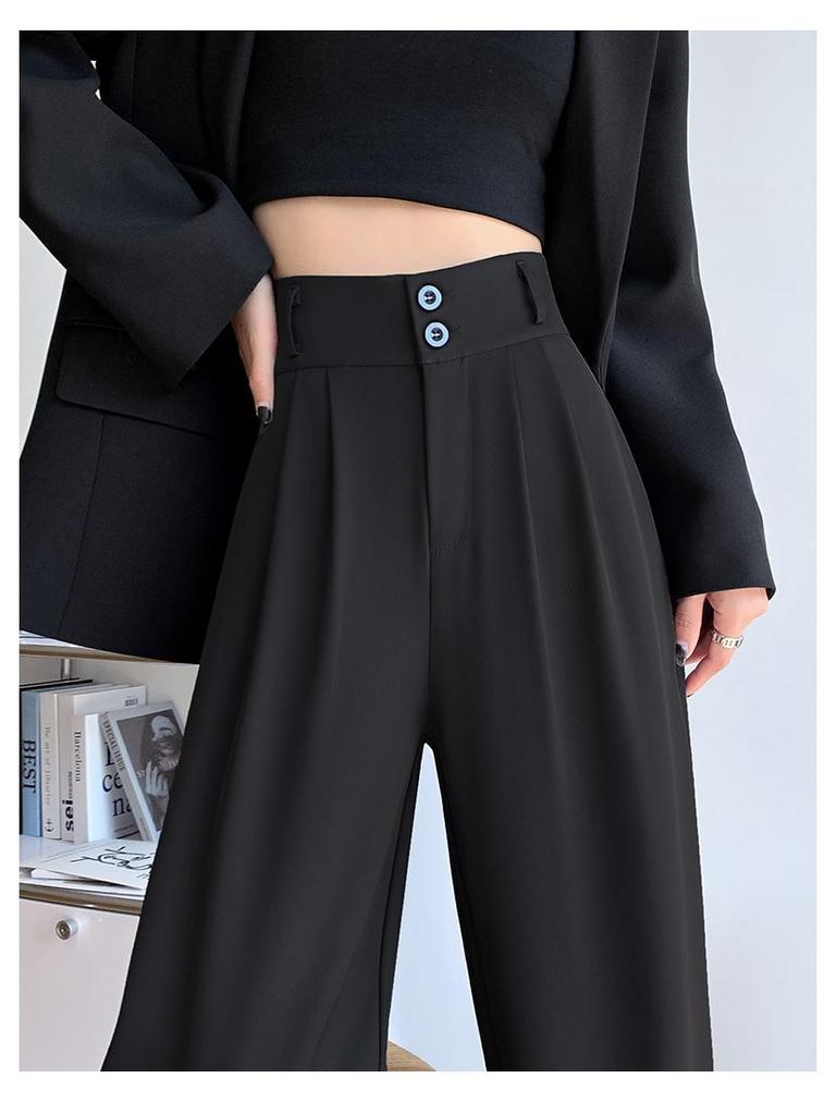 Women's High Waist Drapey Suit Pants, Petite Casual, Narrow & Wide Straight Leg Options, Spring/Autumn 2024.