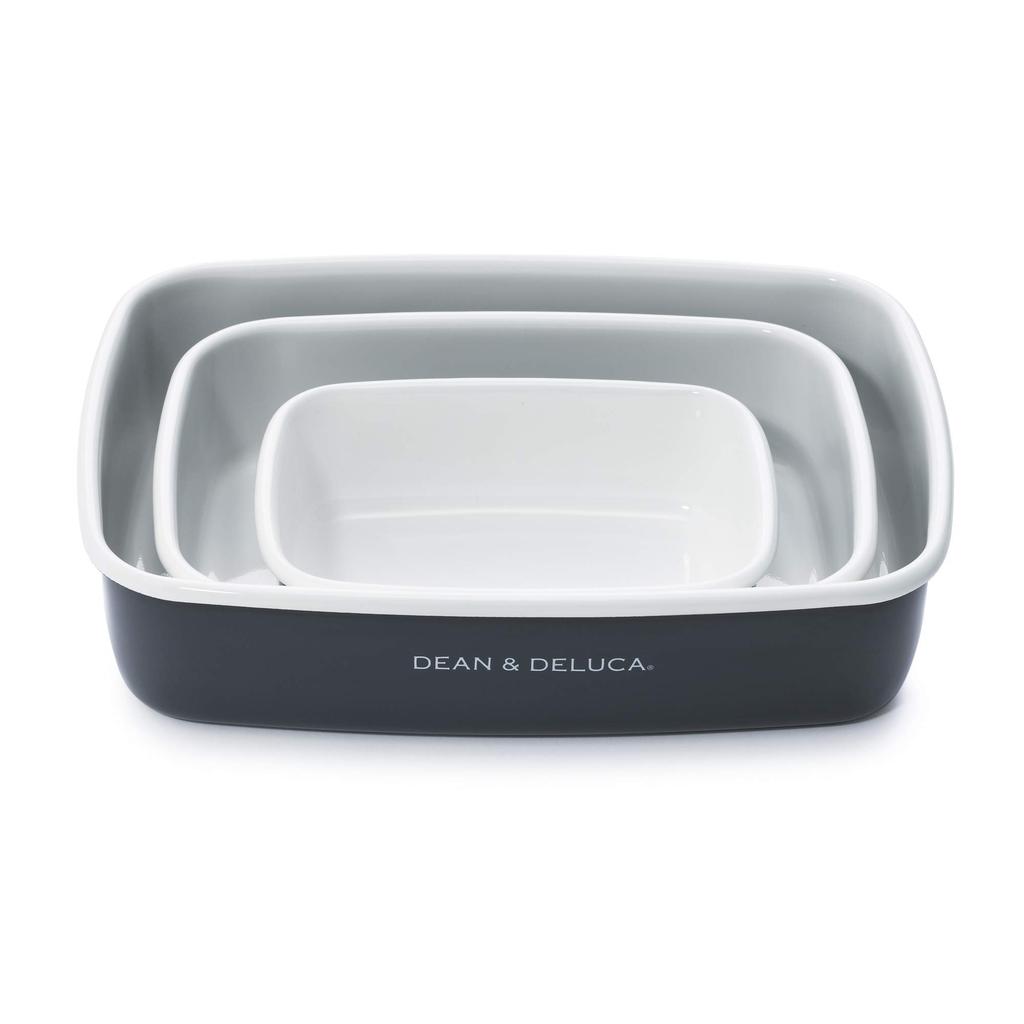 DEAN DELUCA Enamel Charcoal Large & Container, Gray,