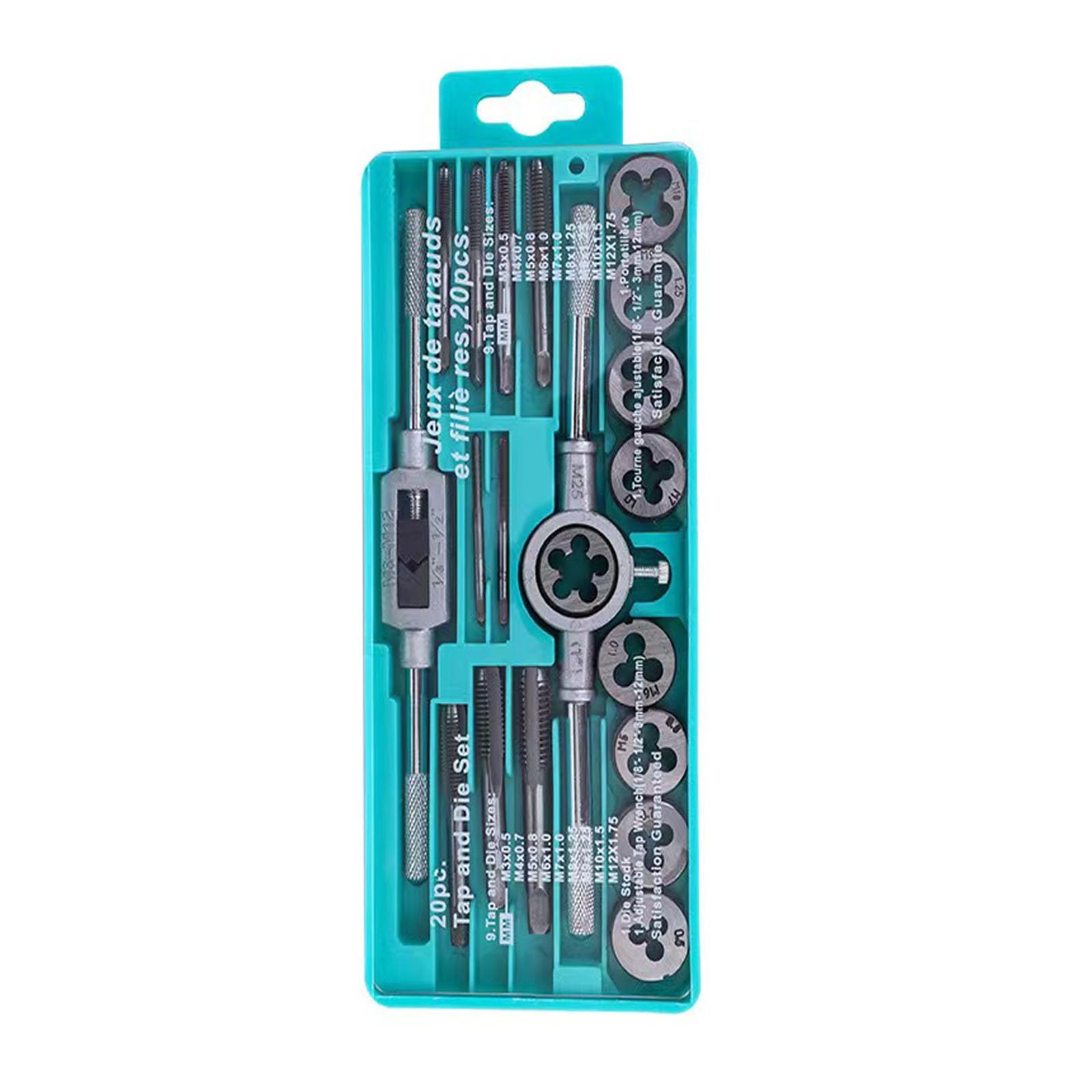 

Набор метчиков, Набор метчиков и плашек, 20 шт., Набор экстракторов для винтов, Винтовые отверстия, Винты, Резьбонарезной инструмент, Регулируемый метчик, Болты и гайки, Модифицируемый и ремонтопригодный