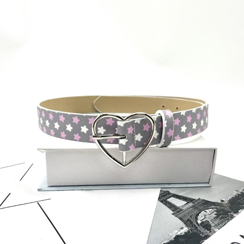 Stylish Star Embellished Heart Clasp PU Belt Decoratvie Waistband for Casual and Formal Outfits 4 Color Option