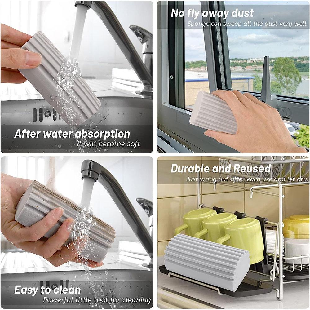 4pcs Reusable Damp Clean Duster Sponges for Cleaning Blind Glass Baseboard Vent
