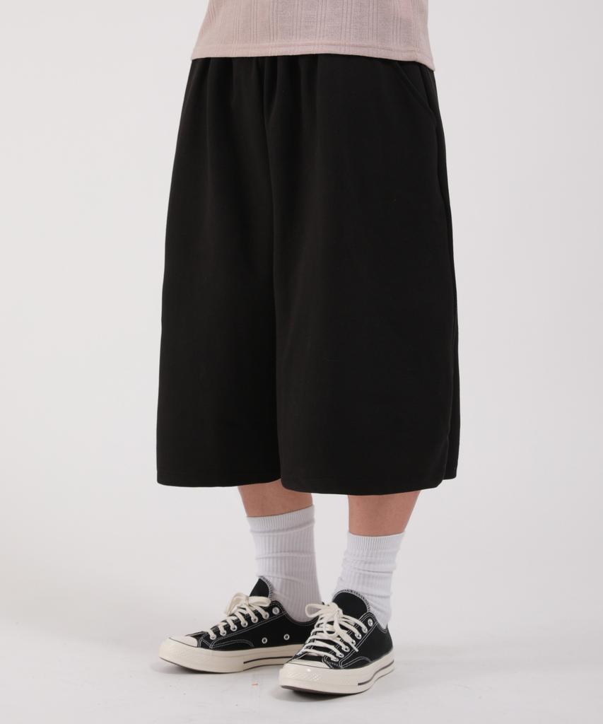 Dibellobeu Side Pintuck Autumn Length Wide Sweatpants_Black