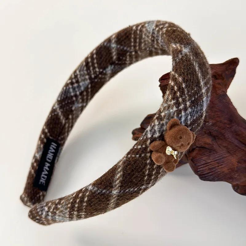 

Зимние Милые Повязки на Голову в Виде Головы Медвежонка Ретро Коричневая Плюшевая Широкая Повязка для Волос для Женщин Девочек Сладкий Обруч для Волос Женские Аксессуары для Волос Ретро