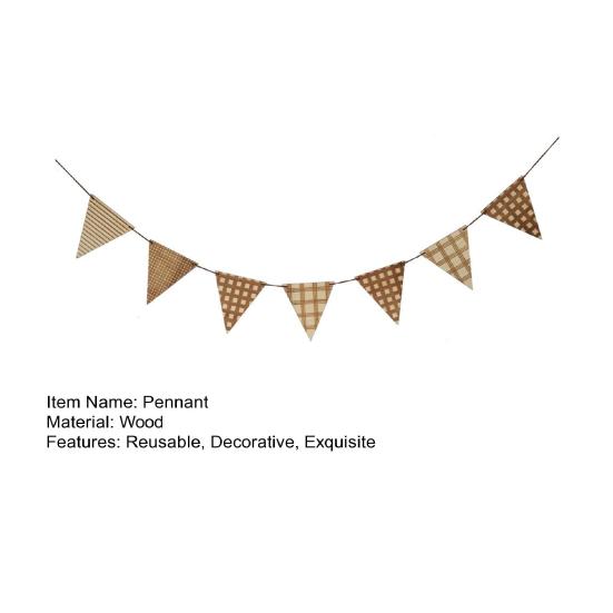 Proporczyk imprezowy Mocny, odporny na blaknięcie rekwizyt do zdjęć Wytrzymały, wielokrotnego użytku, tło, dekoracja ścienna Drewniana trójkątna flaga na przyjęcie urodzinowe do powieszenia w pomieszczeniach