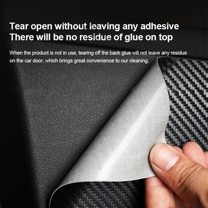 Leather Carbon Fibre Car Door Anti Kick Mats Threshold Strip Protector Trims Stickers For Ford Mustang 2015-2024 Accessories