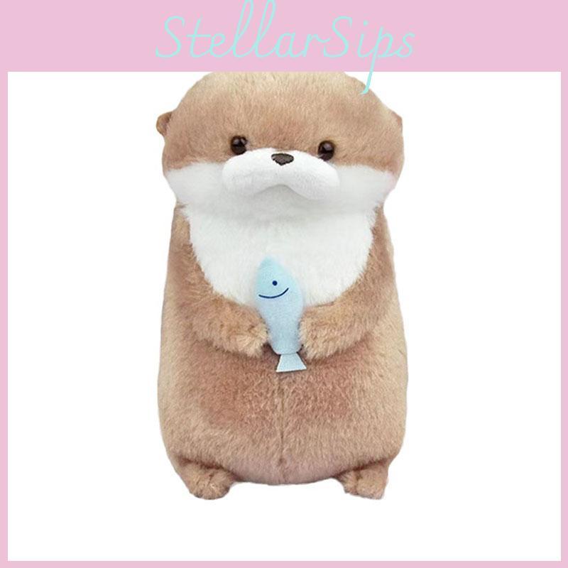 Cute Amuse Otter Plush Toy With Fish Adorable Gift For Girls Hanging Decoration