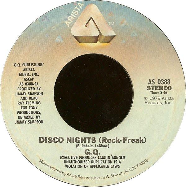 7inch Record GQ - Disco Nights (Rock-Freak) AS0388 Arista 1979 US Soul/Funk Used
