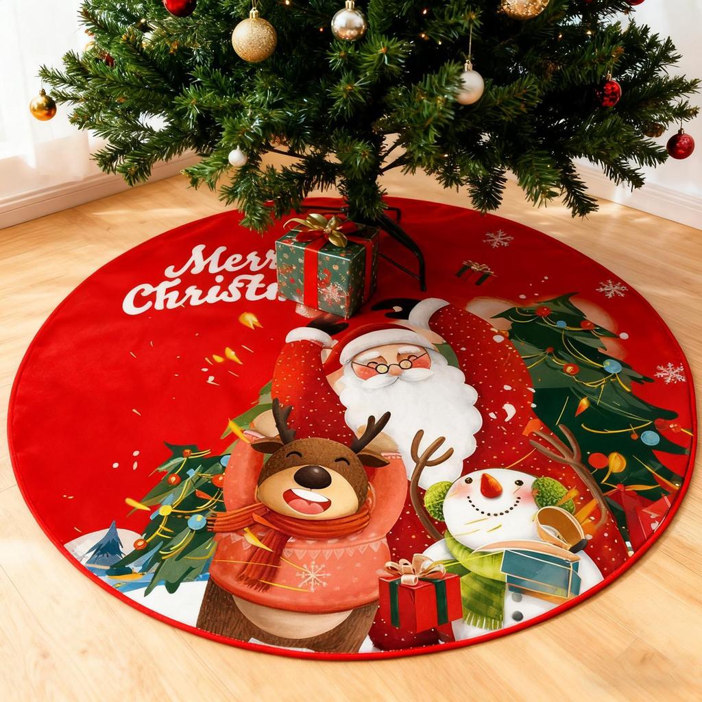 Piccola gonna per albero di Natale 35 pollici Rotonda Interno Esterno Decorazione Invernale Tappeto Base Copertura per Albero di Natale Per Capodanno Casa Stanza dello Studente