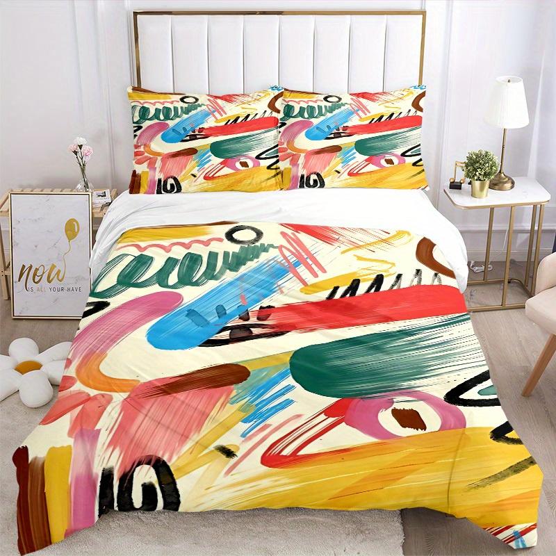 3pcs Abstract Art Print Bedding Set, Breathable and Soft, Suitable for All Seasons, Ideal for Home Use, Suitable for Bedroom Decor 21135