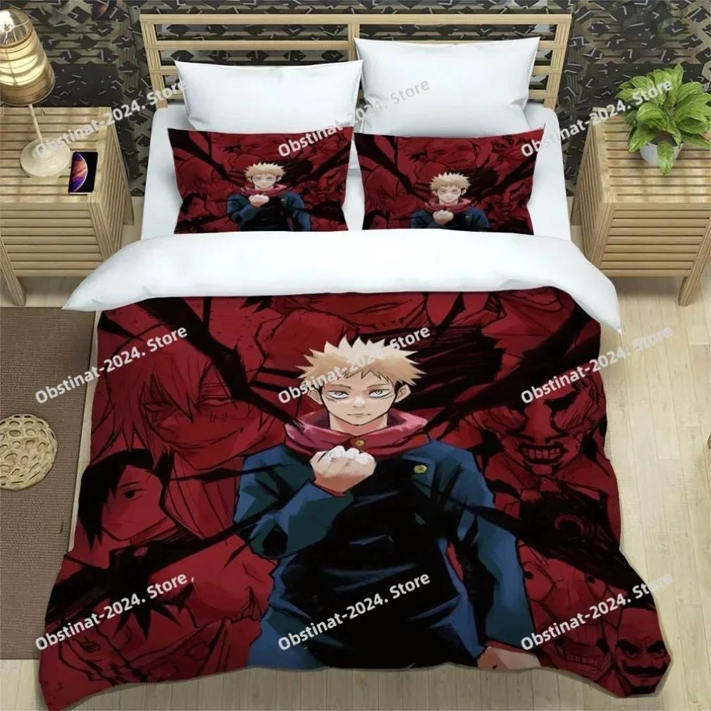 Japanse Anime Tieners Cadeaus Jujutsu Kaisen Beddengoed Set Satoru Gojo Beddengoed Dekbedovertrek Kussensloop Laken Dekbed Volledig