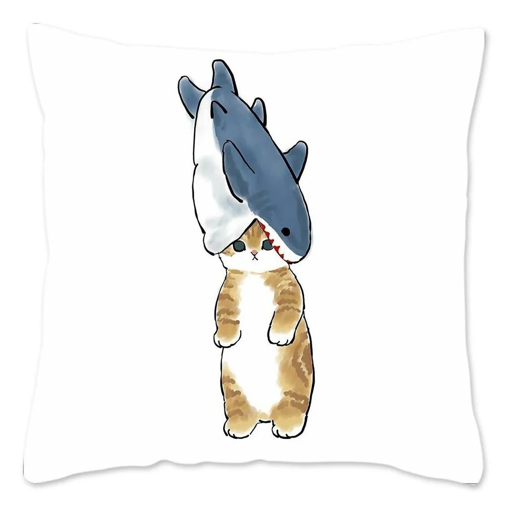 Luxury Home Decor Pillowcase Cat Shark Creative Pattern Cushion Cover Living Room Sofa Cushion Cover
