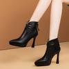 Fashion Pointed Toe Stiletto Heel Sexy Boots Platform Back Zipper Ankle Boots Women Fashion Crystal Short Boots Winter Comfort Shoes