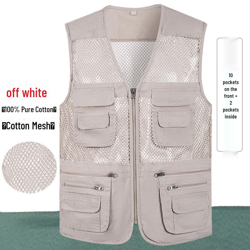 

Men s Summer Cotton Mesh Fishing Vest, Sleeveless, Multi-Pocket, Plus Size 8XL, for Middle-aged and Elderly Photographers 3XL (80-90 kg)