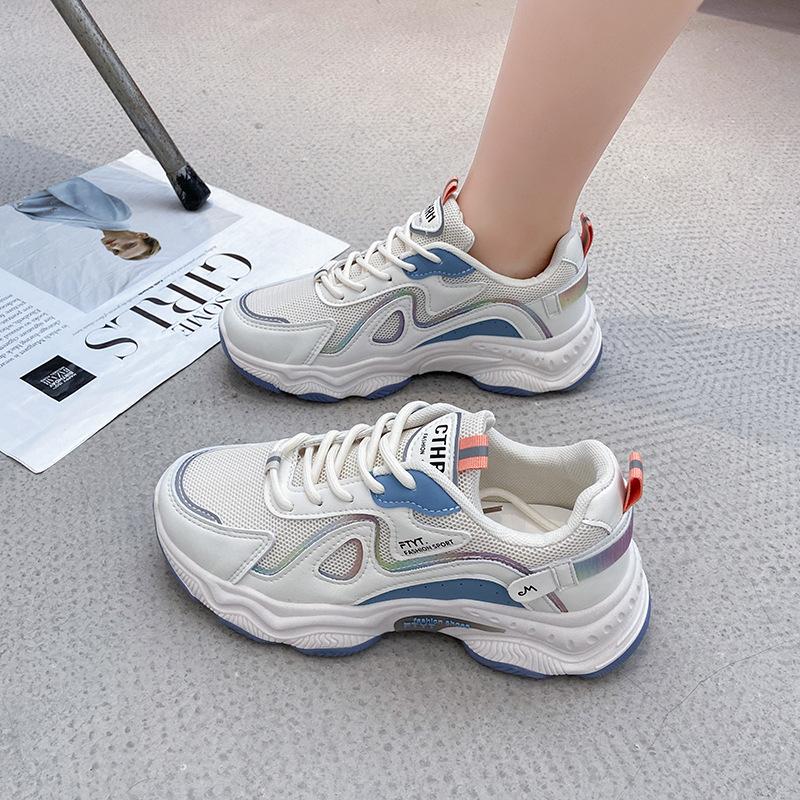 Damen Freizeitschuhe 2024 Herbst Atmungsaktive Sneaker Plateau Weiß Klobige Sporttrainer Original Mode Vulkanisierte Schuhe