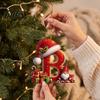 Christmas Tree Decoration 26 Pcs Letters Ornaments, A-Z Alphabet Acrylic Hanging Ornament Decoration, Personalized Initial Pendant with Santa Hat for