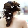 Vintage-Style Metal Hollow Butterfly Hairpins, Silvery Hair Clips with Butterfly Faux Pearls and Rhinestones for Brides