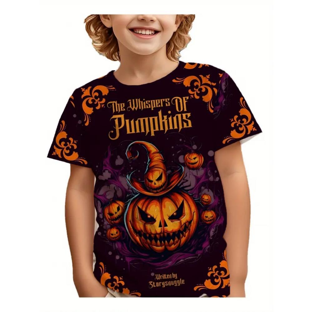 Children T Shirt Halloween 3D Printed Pumpkin T-Shirt Fashion Comfort T Shirt Casual Short Sleeve Tops Tees Children's Clothing