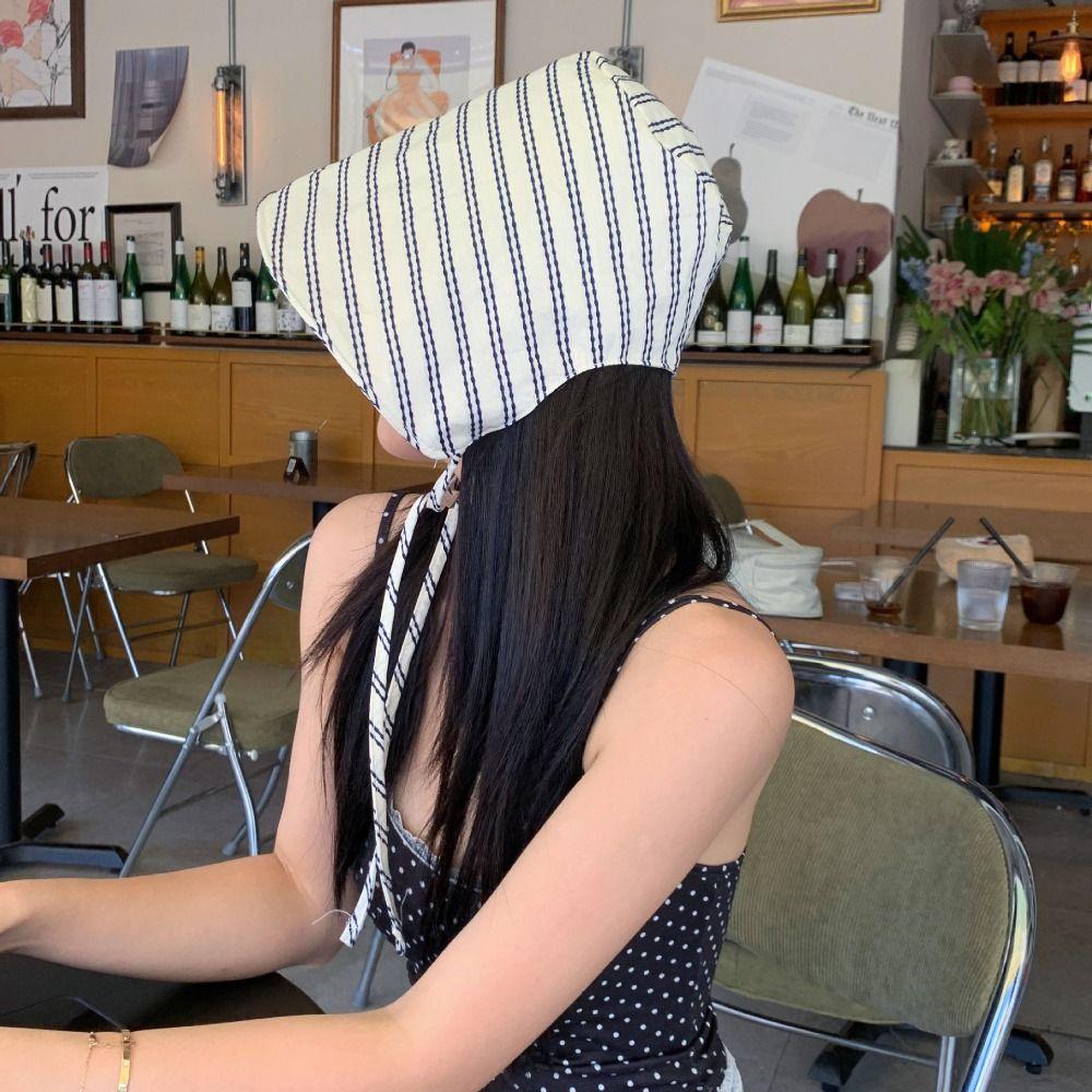 

Wide Brim Canvas Bucket Hat Fisherman Hat Stripe Balaclava Fashion Outdoor темно-синього кольору