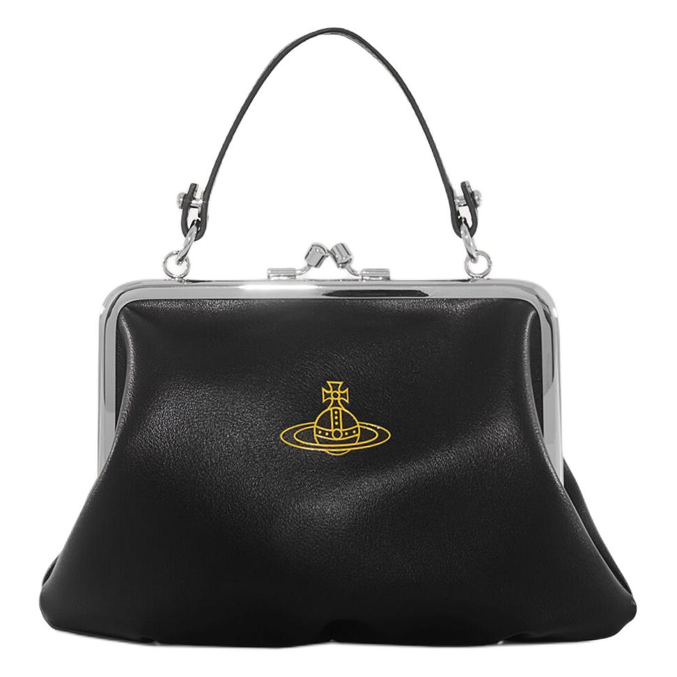 Vivienne Westwood Granny Frame Wallet Handbag Women handbags Black Yellow 4B010016W-S0027-001 Basic Set (Bag+Dust Bag)