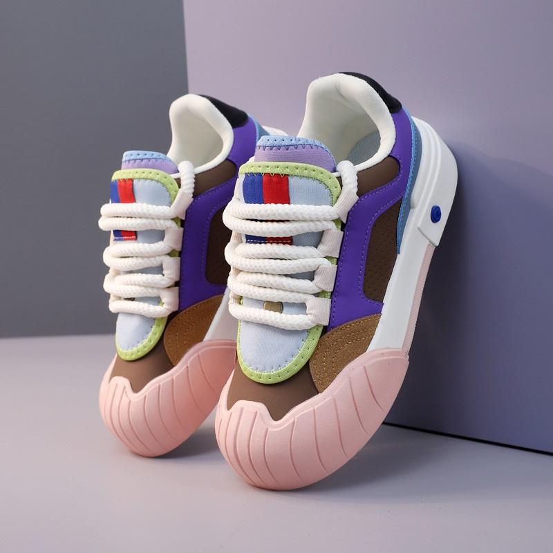 

Women s Colorblock Platform Sneakers Shell Toe Thick Sole Casual Fashion Shoes 40 рожевий