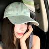Mint Green Floral Cotton Baseball Cap With Wide Brim Sun Shade For Women Summer Sun Protection
