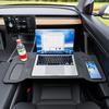 Foldable Car Laptop Desk Fiber Texture Car Food Drinks Tray Table Car Holder Automotive Interior Accessories For Tesla Model3/Y