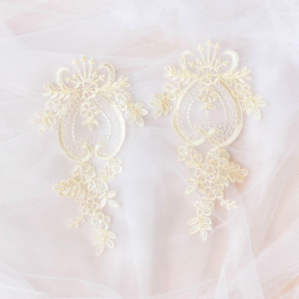 2pcs Organza Fabric Lace Applique Patch Handmade Craft DIY Sewing Lace Accessories  Quilting