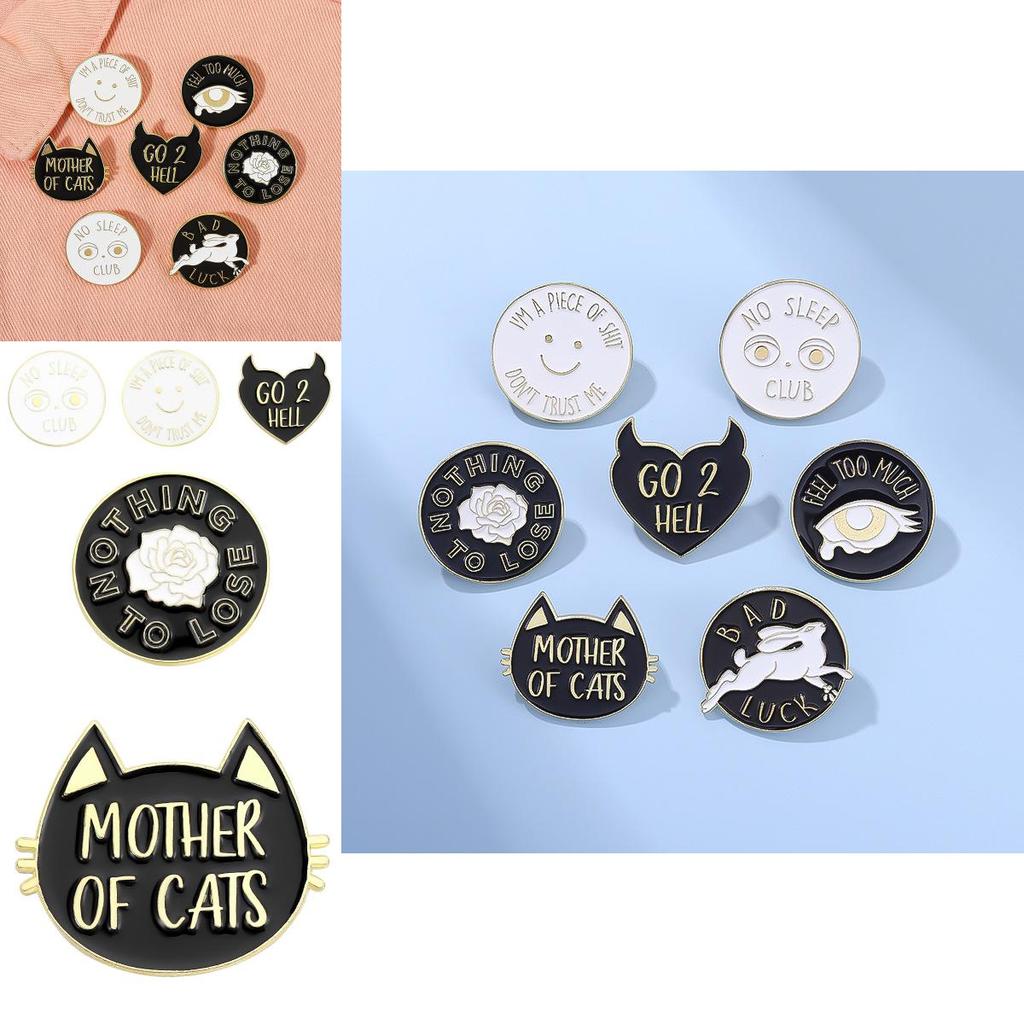 Creative Cartoon Cat Brooch Stylish Personalized Letter Pin For Fashion Accessories