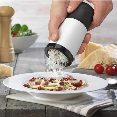 Giawkca Cheese Grater, Cheese Grater, Slicer, Manual Cheese Grinder with Mill Lid, Rotating, Baking Tool, Portable Stainless Steel Spreadable Bread Ve